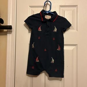 Adorable🥰Navy Blue W Sailboats⛵️Romper By Toffee Apple Sz 18M